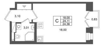 Студия № 354 Корп.: 1 , Секция 1.6  в ЖК Аристократ