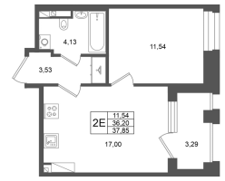 2 ккв (Евро) № 356 Корп.: 1 , Секция 1.6  в ЖК Аристократ