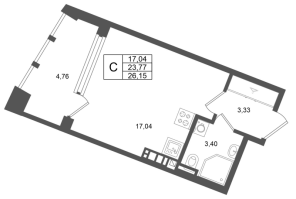 Студия № 70 Корп.: 4 , Секция 1  в ЖК Аристократ