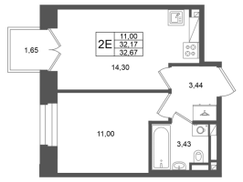 1 ккв № 350 Корп.: 1 , Секция 1.6  в ЖК Аристократ