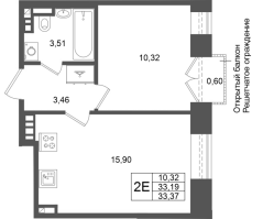 2 ккв (Евро) № 30 Корп.: 3 , Секция 1.1  в ЖК Аристократ