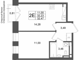 1 ккв № 267 Корп.: 1 , Секция 1.5  в ЖК Аристократ