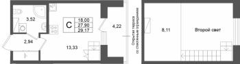 Студия № 296 Корп.: 1 , Секция 1.5  в ЖК Аристократ