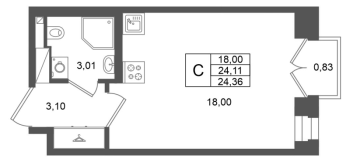 Студия № 317 Корп.: 1 , Секция 1.6  в ЖК Аристократ