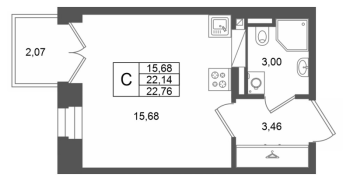 Студия № 436 Корп.: 1 , Секция 1.7  в ЖК Аристократ