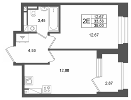 1 ккв № 464 Корп.: 1 , Секция 1.7  в ЖК Аристократ