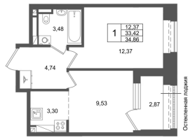 1 ккв № 441 Корп.: 1 , Секция 1.7  в ЖК Аристократ