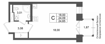 Студия № 168 Корп.: 1 , Секция 1.4  в ЖК Аристократ