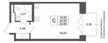 Студия № 128 Корп.: 1 , Секция 1.4  в ЖК Аристократ