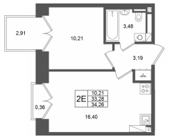 2 ккв (Евро) № 467 Корп.: 1 , Секция 1.7  в ЖК Аристократ