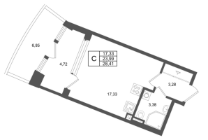 Студия № 28 Корп.: 4 , Секция 1  в ЖК Аристократ