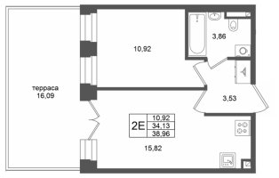 2 ккв (Евро) № 304 Корп.: 1 , Секция 1.6  в ЖК Аристократ