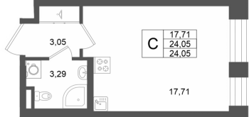 Студия № 118 Корп.: 1 , Секция 1.4  в ЖК Аристократ
