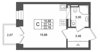 Студия № 416 Корп.: 1 , Секция 1.7  в ЖК Аристократ