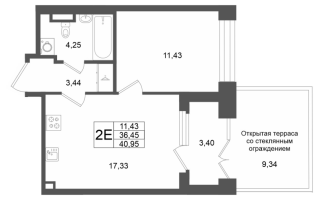 2 ккв (Евро) № 119 Корп.: 1 , Секция 1.4  в ЖК Аристократ