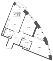 3 ккв (Евро) № 59 Корп.: 4 , Секция 1  в ЖК Аристократ