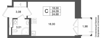 Студия № 247 Корп.: 1 , Секция 1.5  в ЖК Аристократ