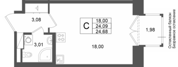 Студия № 251 Корп.: 1 , Секция 1.5  в ЖК Аристократ
