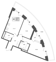 3 ккв (Евро) № 17 Корп.: 4 , Секция 1  в ЖК Аристократ