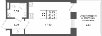 Студия № 212 Корп.: 1 , Секция 1.5  в ЖК Аристократ