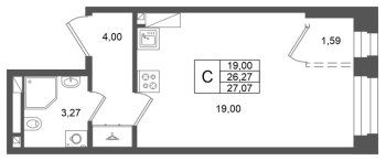 Студия № 359 Корп.: 1 , Секция 1.6  в ЖК Аристократ