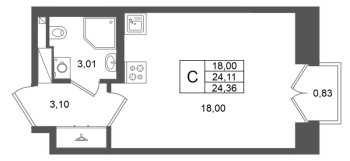 Студия № 345 Корп.: 1 , Секция 1.6  в ЖК Аристократ