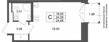 Студия № 258 Корп.: 1 , Секция 1.5  в ЖК Аристократ