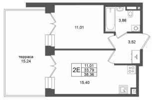 2 ккв (Евро) № 313 Корп.: 1 , Секция 1.6  в ЖК Аристократ