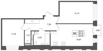 3 ккв (Евро) № 8 Корп.: 1 , Секция 1.1  в ЖК Аристократ