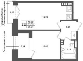 2 ккв (Евро) № 70 Корп.: 3 , Секция 1.2  в ЖК Аристократ