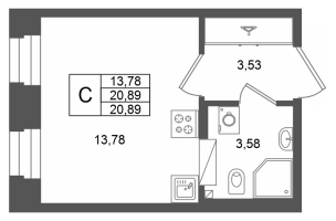 Студия № 470 Корп.: 1 , Секция 1.7  в ЖК Аристократ