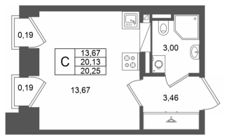 Студия № 458 Корп.: 1 , Секция 1.7  в ЖК Аристократ