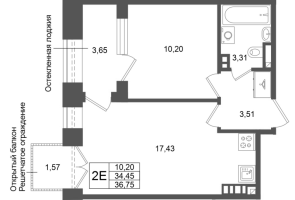 2 ккв (Евро) № 27 Корп.: 3 , Секция 1.1  в ЖК Аристократ