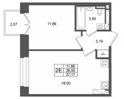 2 ккв (Евро) № 445 Корп.: 1 , Секция 1.7  в ЖК Аристократ
