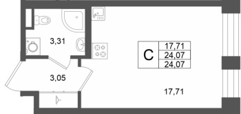 Студия № 117 Корп.: 1 , Секция 1.4  в ЖК Аристократ
