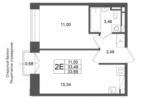 2 ккв (Евро) № 125 Корп.: 1 , Секция 1.4  в ЖК Аристократ