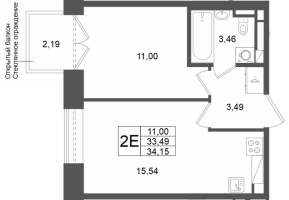 2 ккв (Евро) № 220 Корп.: 1 , Секция 1.5  в ЖК Аристократ