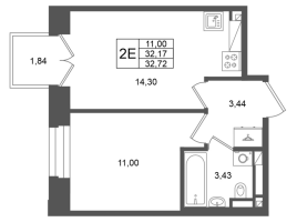 1 ккв № 326 Корп.: 1 , Секция 1.6  в ЖК Аристократ