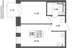 2 ккв (Евро) № 244 Корп.: 1 , Секция 1.5  в ЖК Аристократ