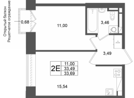 2 ккв (Евро) № 149 Корп.: 1 , Секция 1.4  в ЖК Аристократ
