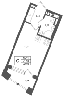 Студия № 52 Корп.: 4 , Секция 1  в ЖК Аристократ