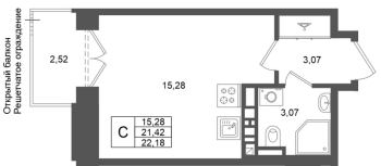 Студия № 91 Корп.: 3 , Секция 1.2  в ЖК Аристократ