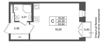 Студия № 355 Корп.: 1 , Секция 1.6  в ЖК Аристократ
