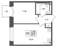2 ккв (Евро) № 434 Корп.: 1 , Секция 1.7  в ЖК Аристократ