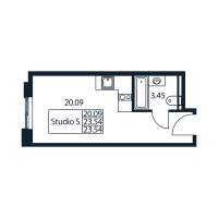Студия № 1/06/23 Корп.: 1 , Секция 1  в ЖК Арт Плаза