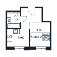 1 ккв № 1/07/17 Корп.: 1 , Секция 1  в ЖК Арт Плаза