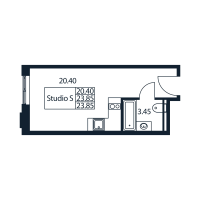 Студия № 1/07/22 Корп.: 1 , Секция 1  в ЖК Арт Плаза