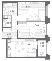 3 ккв (Евро) № 447 Корп.: 4 , Секция 4.3  в ЖК Ассамблея