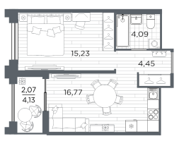 2 ккв (Евро) № 617 Корп.: 5 , Секция 5.2  в ЖК Ассамблея
