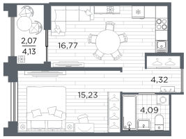 2 ккв (Евро) № 618 Корп.: 5 , Секция 5.2  в ЖК Ассамблея